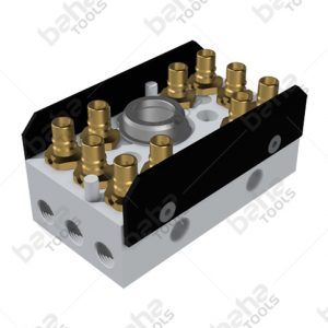 Werkzeugseitige Hälfte der Multikupplung 10 Anschlüsse Nippel 3/8" Innengewinde mit Ventil - Alu Block