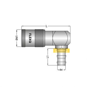 Kupplung Schnellsteck-Tülle 19mm mit Ventil 90°